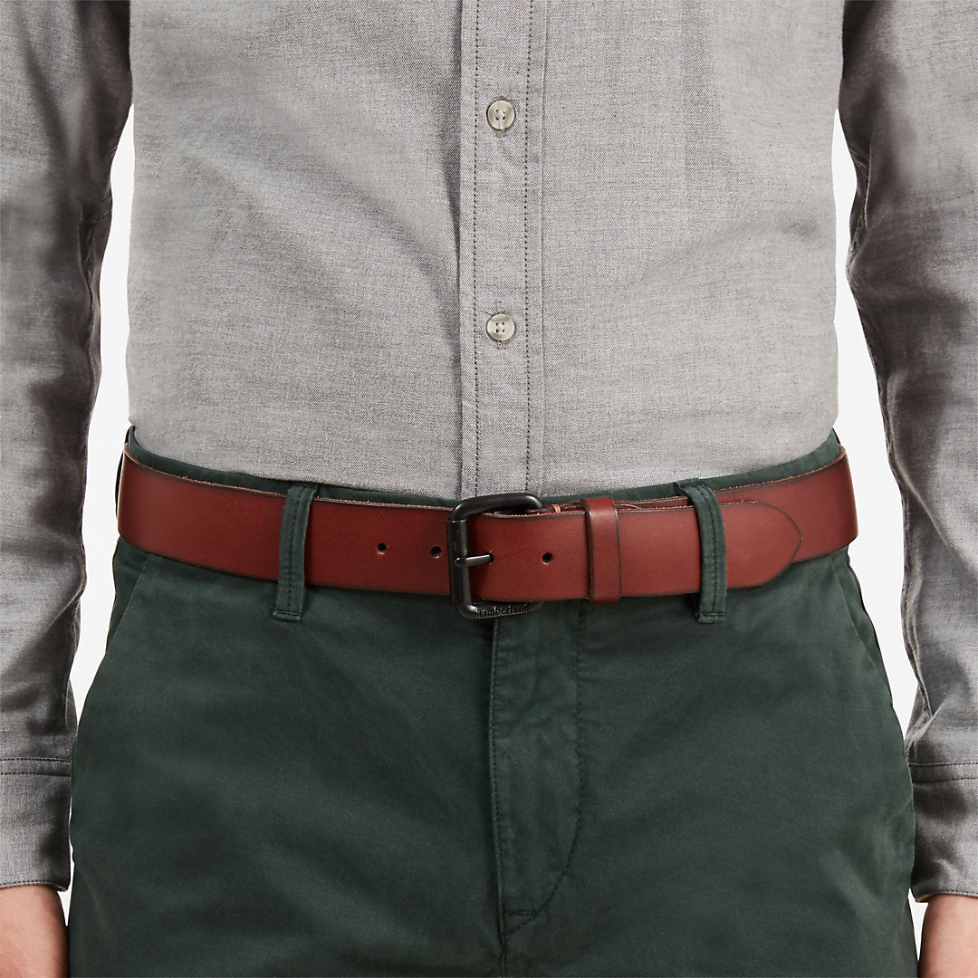 Mens Timberland Roller Buckle Leather Belt for Men in Brown