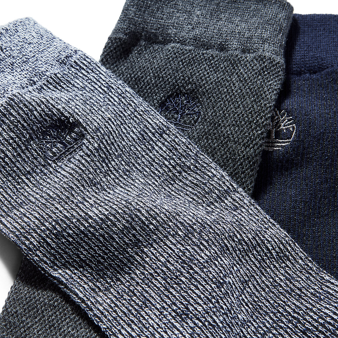 Mens Timberland Three Pair Pack Piqué Crew Socks for Men in Navy