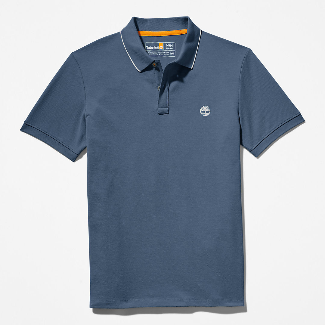Mens Timberland Millers River Print-Collar Polo Shirt for Men in Blue