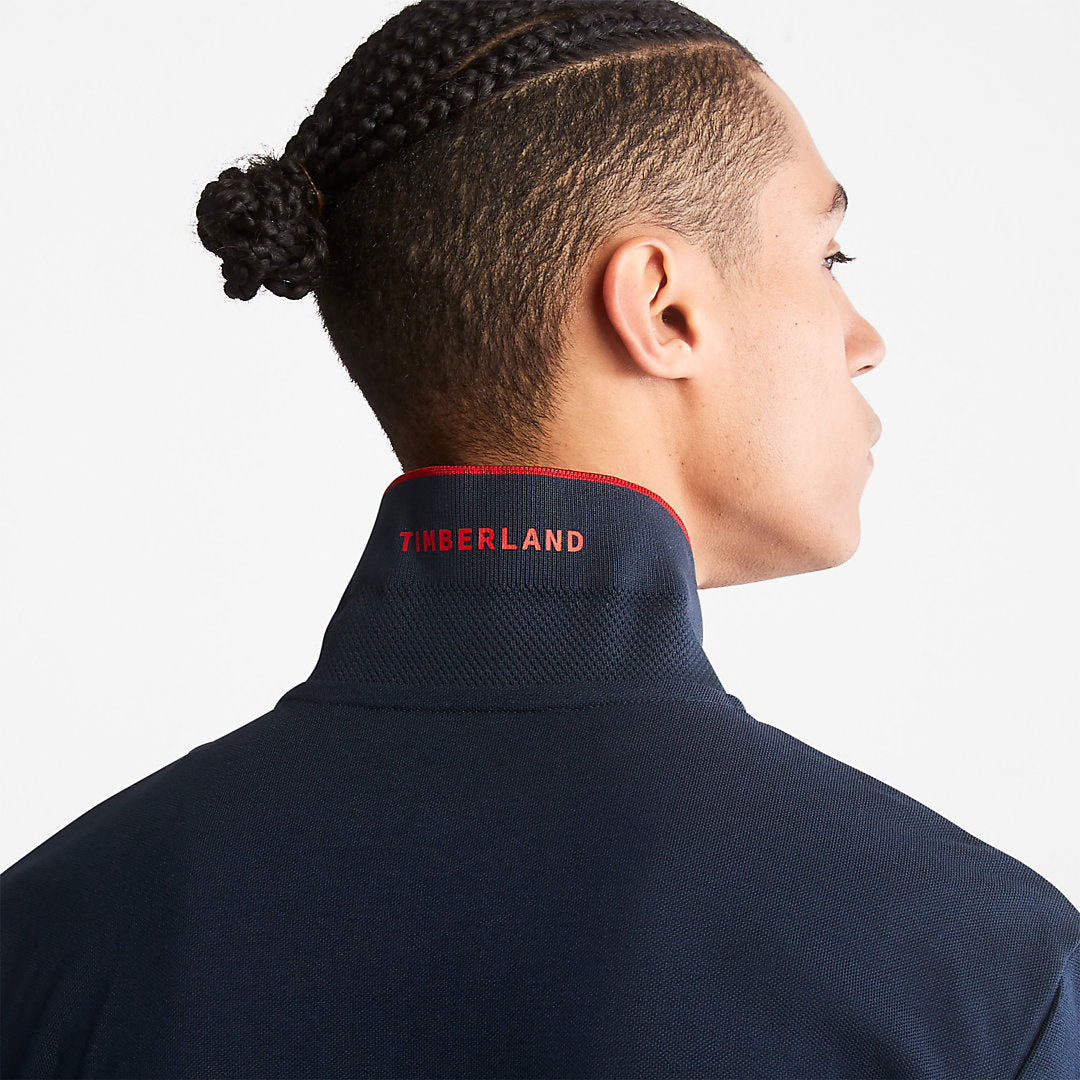 Mens Timberland Millers River Print-Collar Polo Shirt for Men in Navy