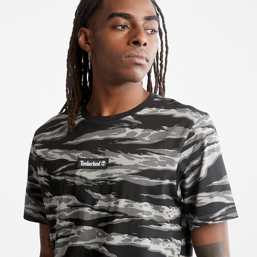 Mens Timberland White Tiger Print T-Shirt for Men in Camo