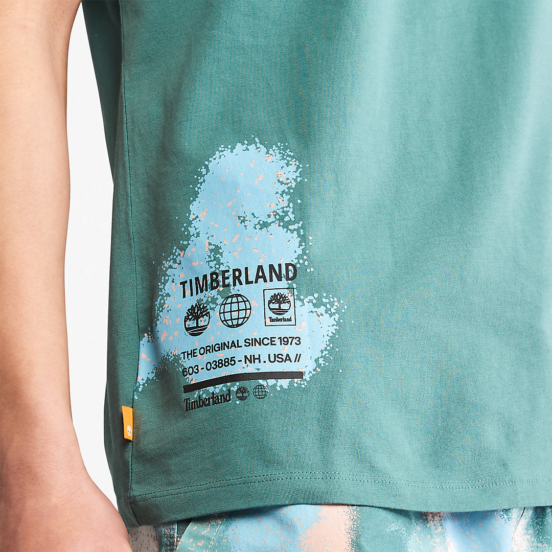Mens Timberland Paint Graphic T-Shirt for Men in Teal