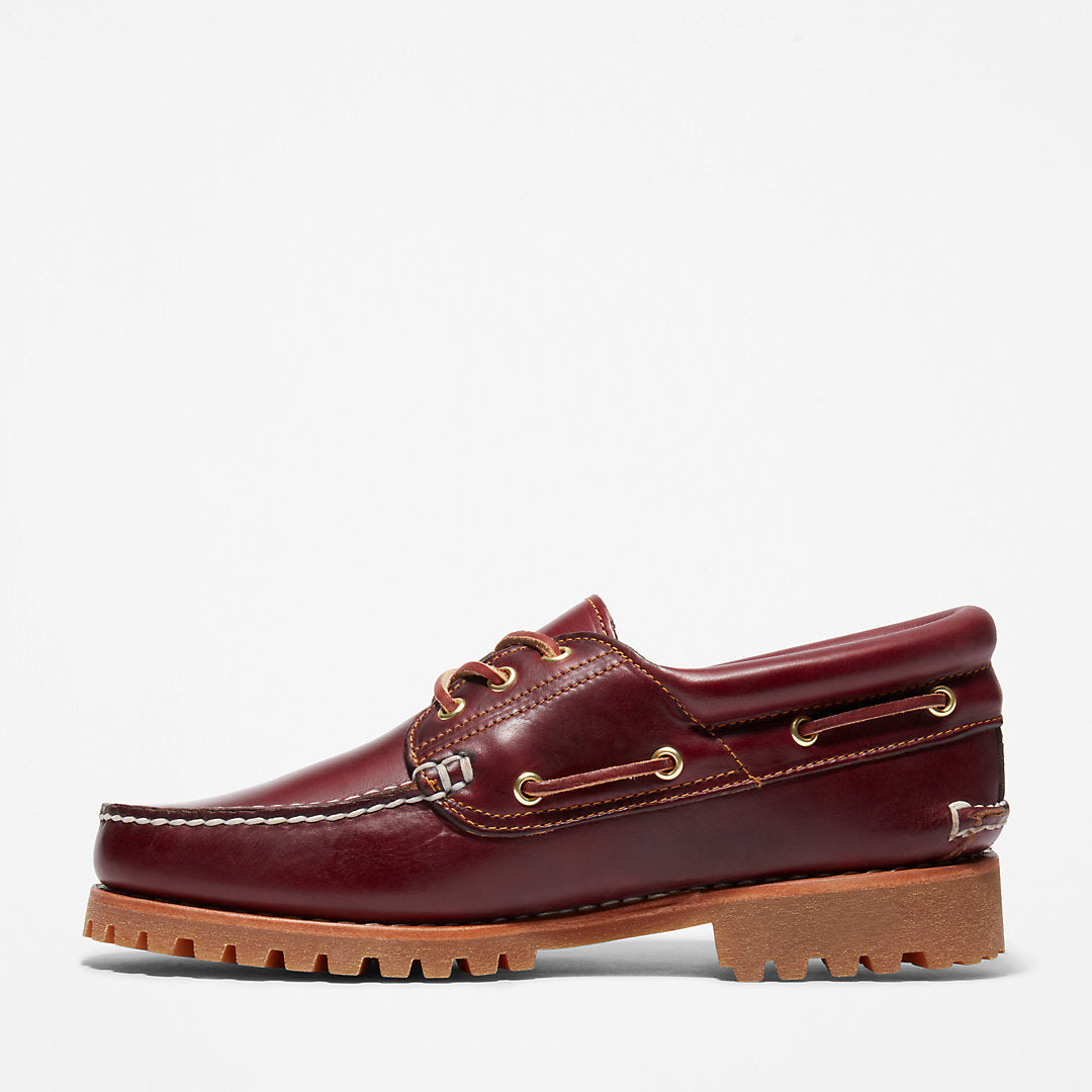 Mens Timberland Timberland® Authentic 3-Eye Boat Shoe for Men in Burgundy