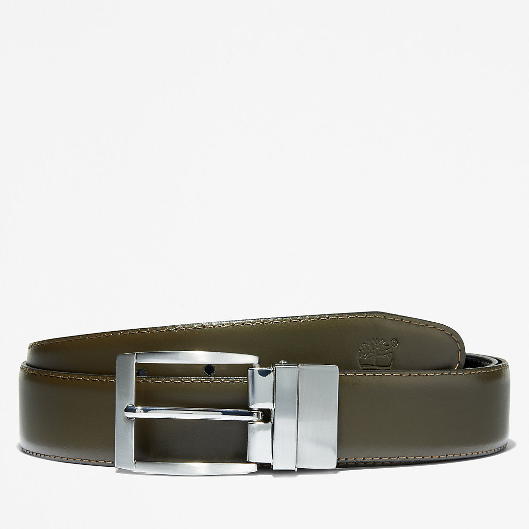 Mens Timberland Reversible Leather Belt for Men in Green/Black