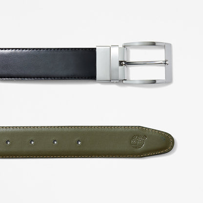 Mens Timberland Reversible Leather Belt for Men in Green/Black