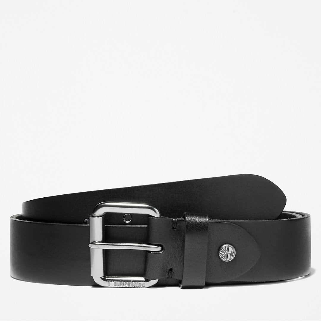 Mens Timberland Roller Buckle Leather Belt for Men in Black