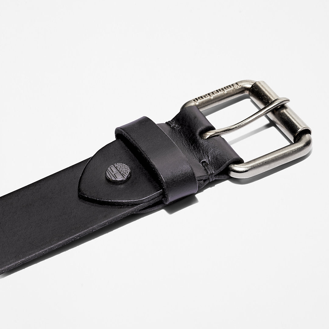 Mens Timberland Roller Buckle Leather Belt for Men in Black