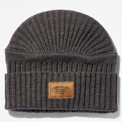 Mens Timberland Gulf Beach Ribbed Beanie for Men in Dark Grey