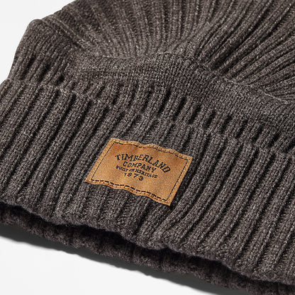 Mens Timberland Gulf Beach Ribbed Beanie for Men in Dark Grey