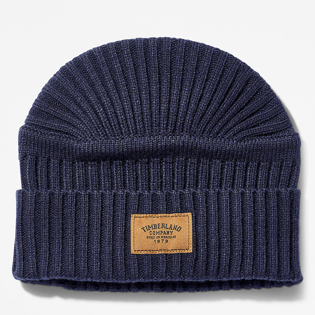 Mens Timberland Gulf Beach Ribbed Beanie for Men in Navy