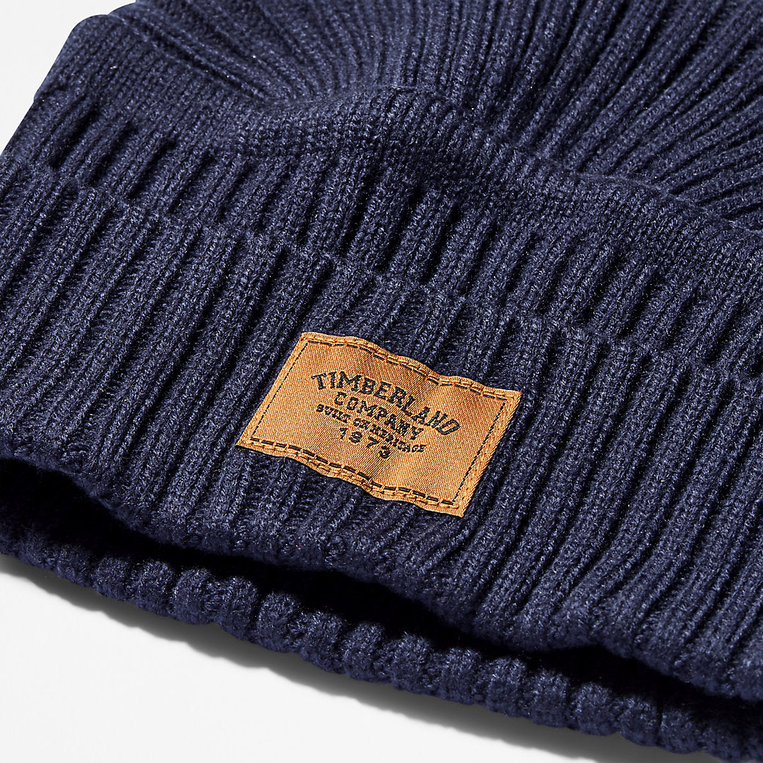 Mens Timberland Gulf Beach Ribbed Beanie for Men in Navy