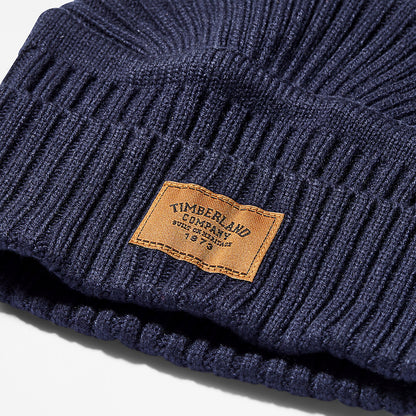 Mens Timberland Gulf Beach Ribbed Beanie for Men in Navy