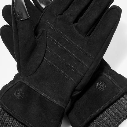 Mens Timberland Knit-cuff Leather Gloves for Men in Black