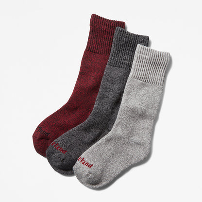 Womens Timberland Three Pack Marled Crew Socks Gift Box for Women in Black