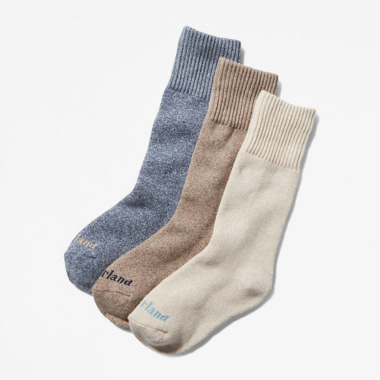 Womens Timberland Three Pack Marled Crew Socks Gift Box for Women in Beige