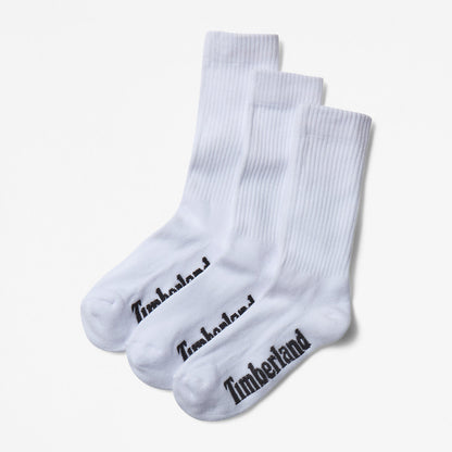 Mens Timberland Stratham 3-Pack Crew Sport Socks for Men in White