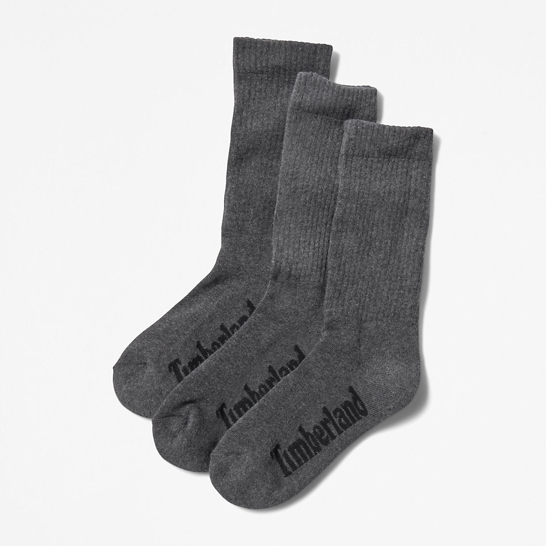 Mens Timberland Stratham 3-Pack Crew Sport Socks for Men in Dark Grey