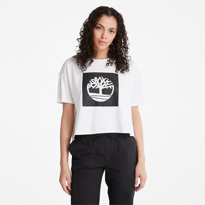 Womens Timberland Cropped Logo T-Shirt for Women in White