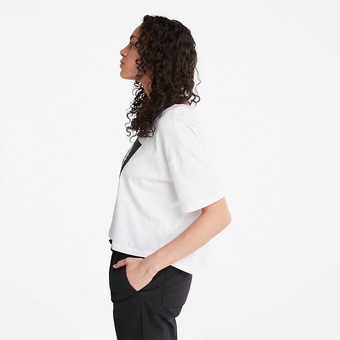 Womens Timberland Cropped Logo T-Shirt for Women in White