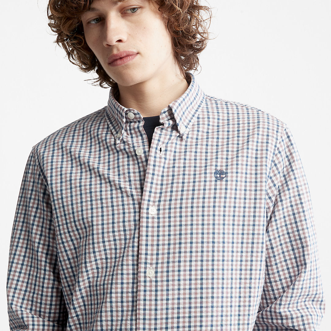Mens Timberland Seersucker Gingham Shirt for Men in Purple