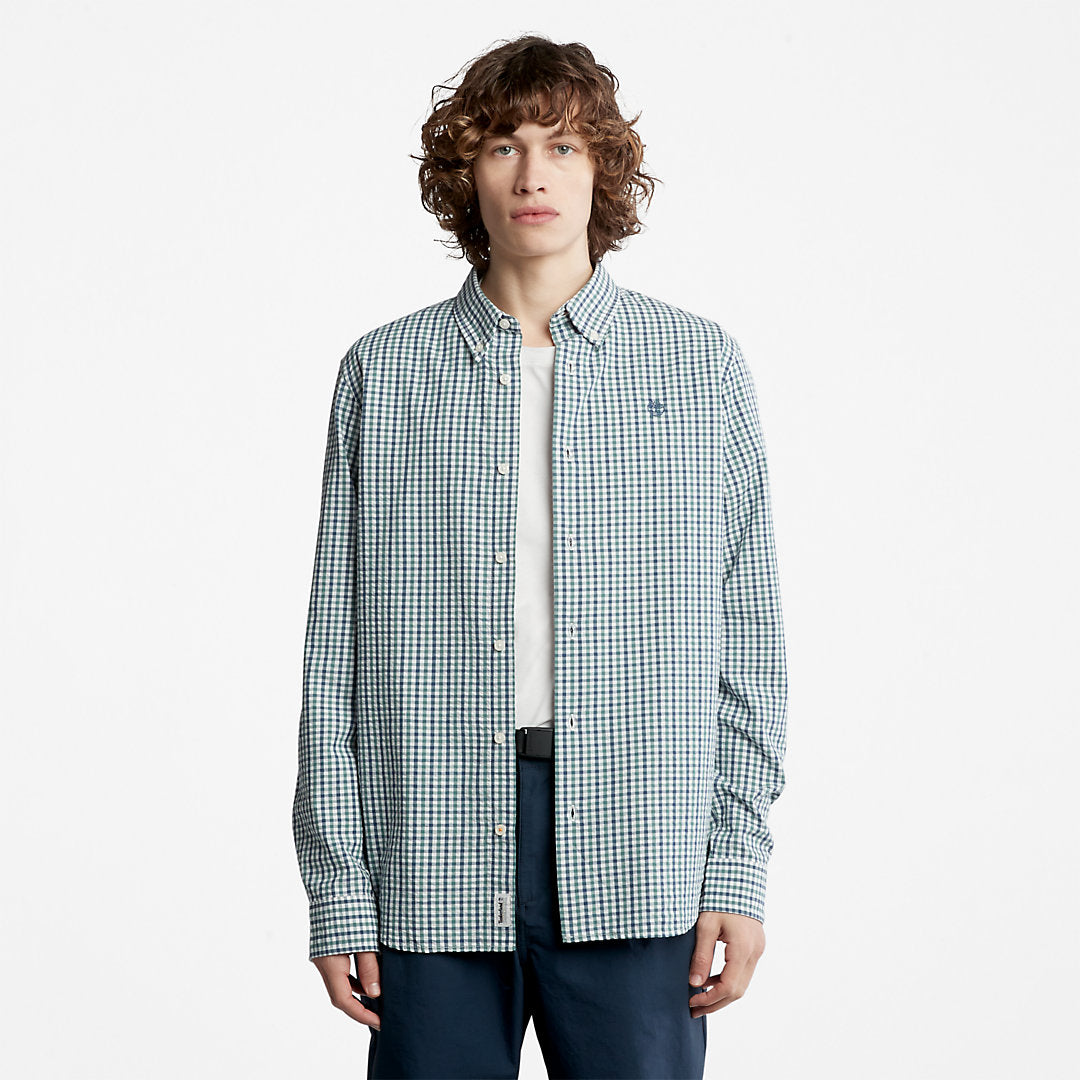 Mens Timberland Seersucker Gingham Shirt for Men in Green