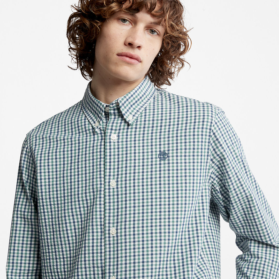 Mens Timberland Seersucker Gingham Shirt for Men in Green