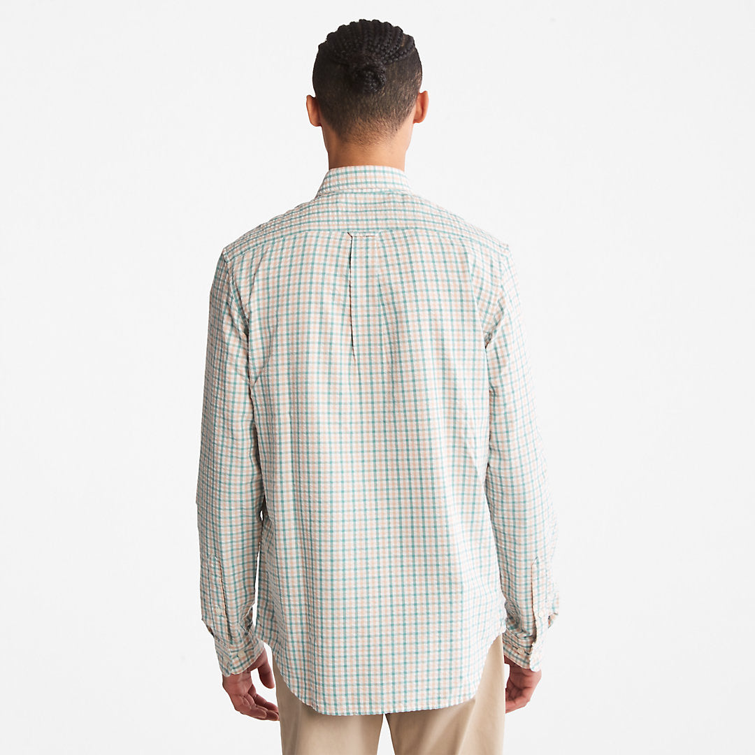 Mens Timberland Seersucker Gingham Shirt for Men in Pink