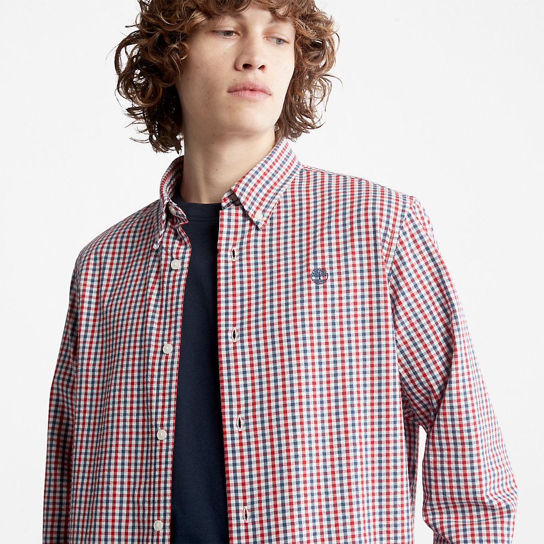 Mens Timberland Seersucker Gingham Shirt for Men in Blue