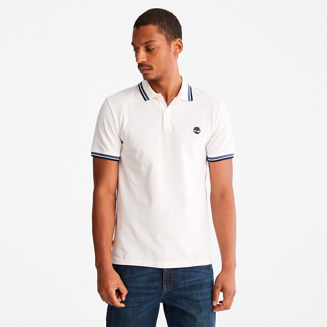 Mens Timberland Millers River Tipped Polo Shirt for Men in White