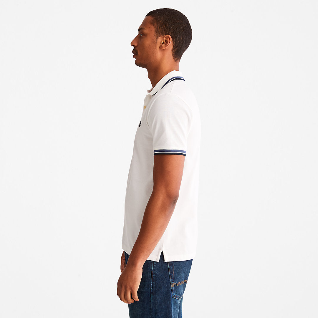 Mens Timberland Millers River Tipped Polo Shirt for Men in White