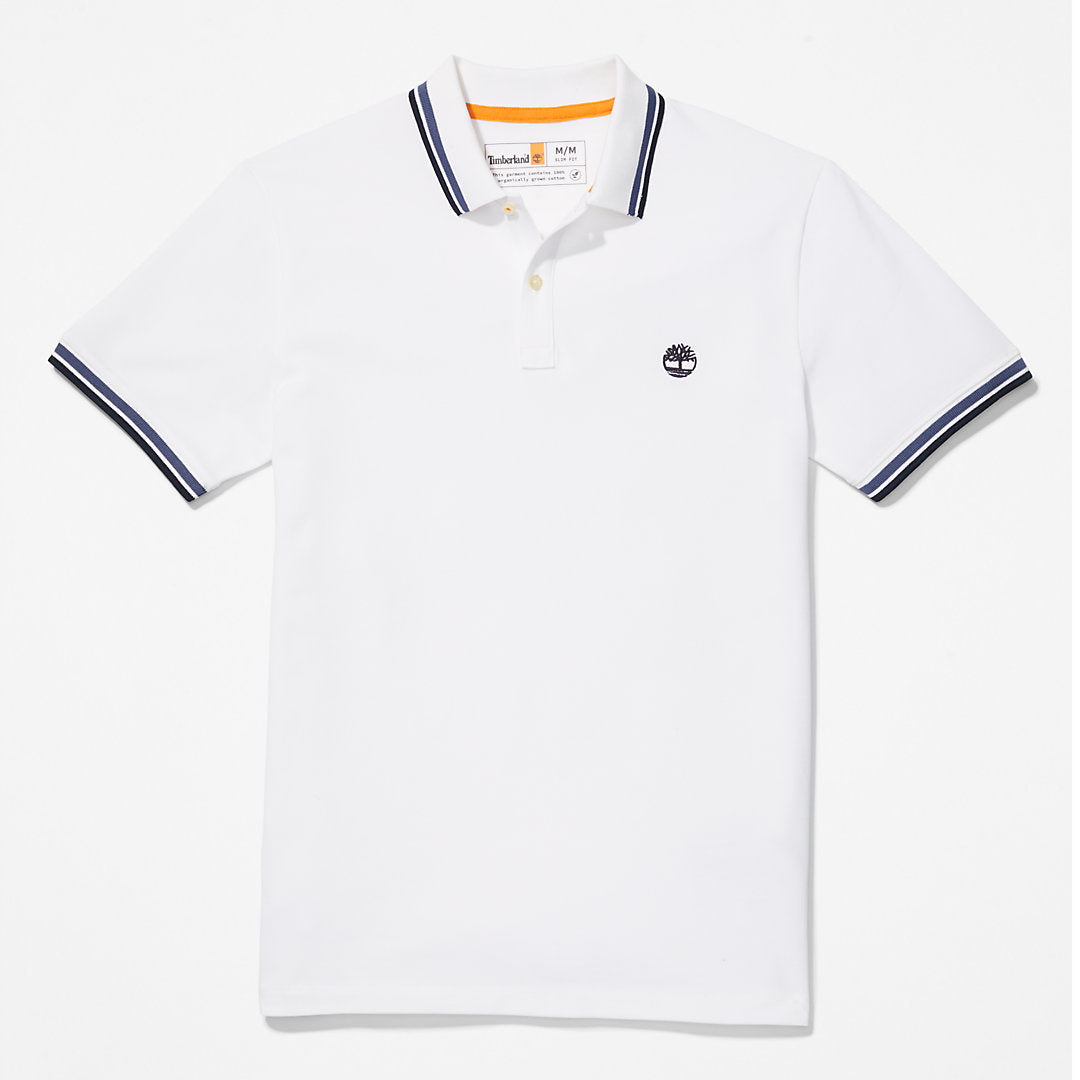 Mens Timberland Millers River Tipped Polo Shirt for Men in White