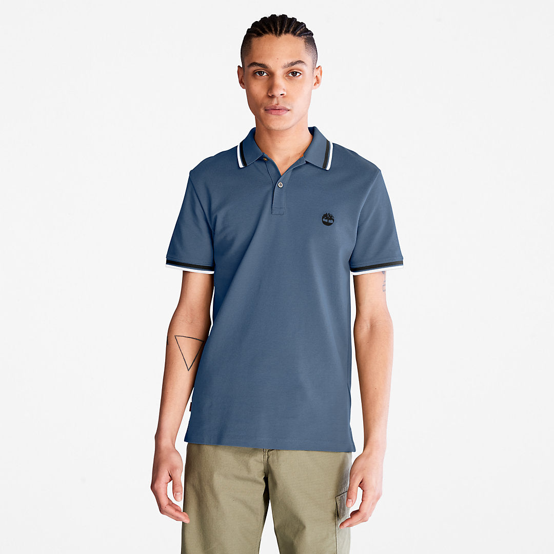 Mens Timberland Millers River Tipped Polo Shirt for Men in Blue