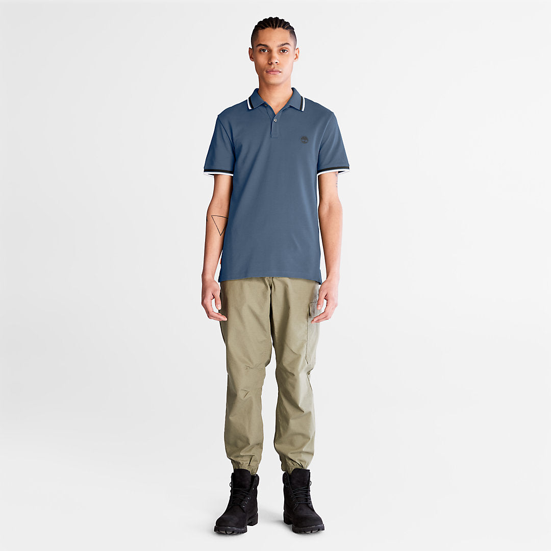 Mens Timberland Millers River Tipped Polo Shirt for Men in Blue