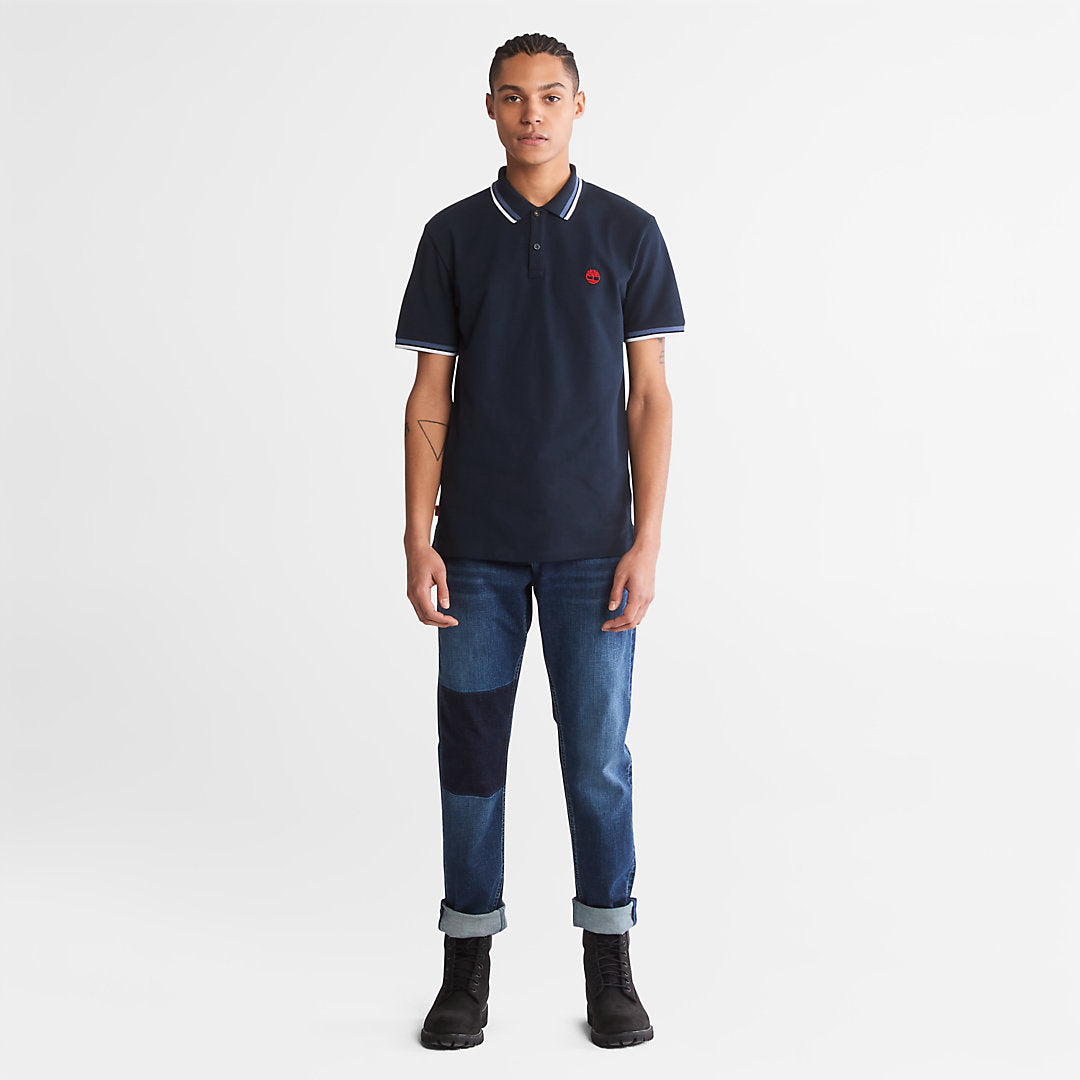 Mens Timberland Millers River Tipped Polo Shirt for Men in Navy