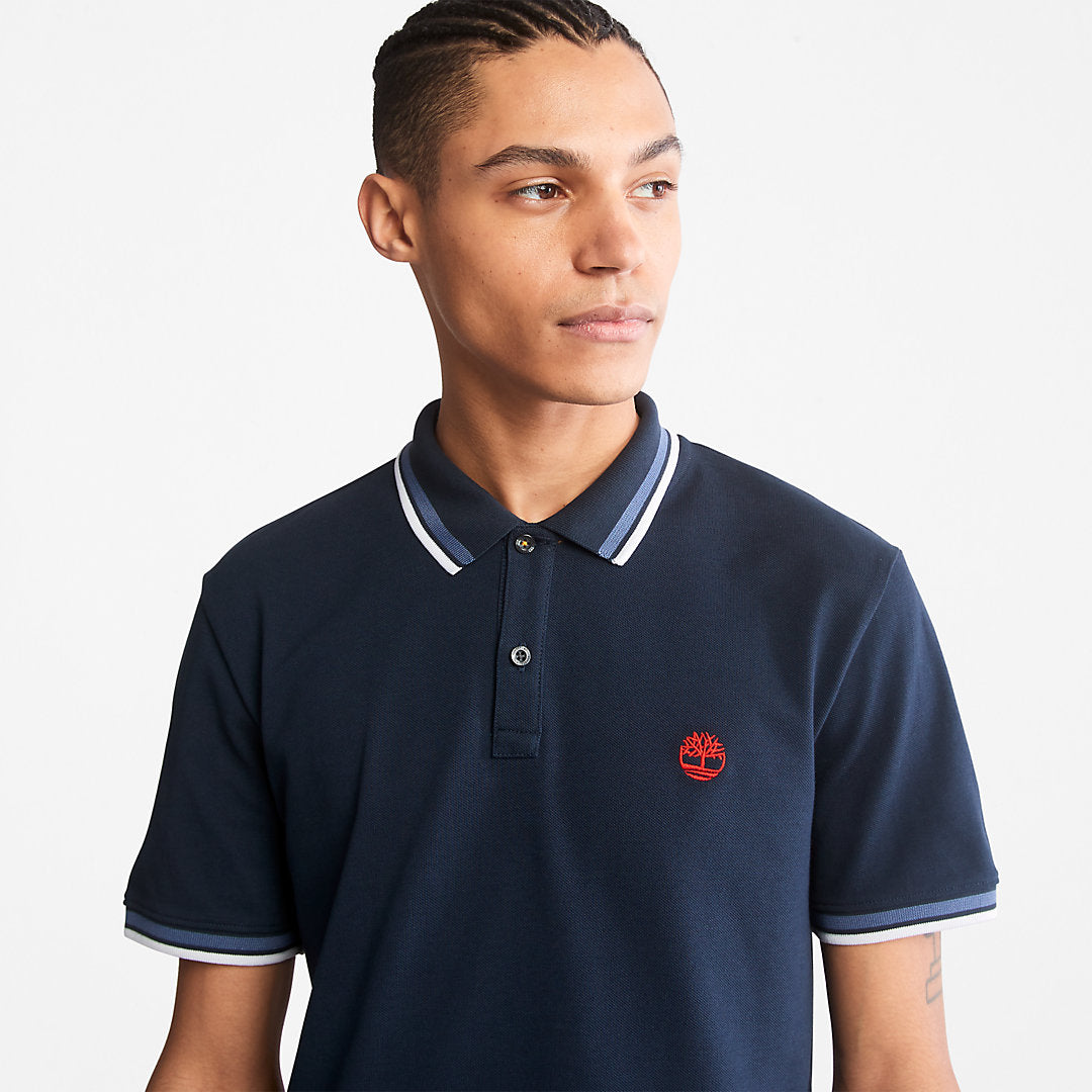 Mens Timberland Millers River Tipped Polo Shirt for Men in Navy