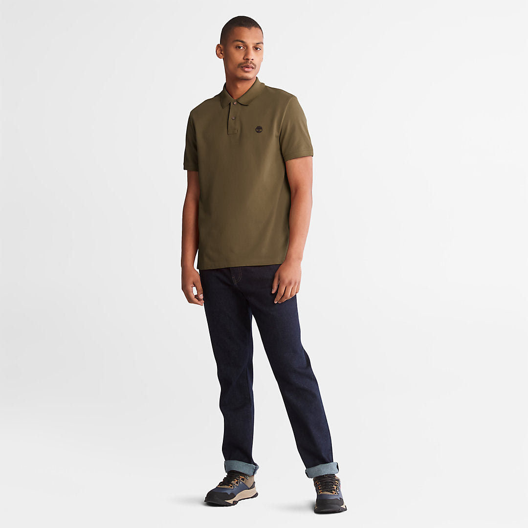 Mens Timberland Millers River Pique Polo Shirt for Men in Dark Green