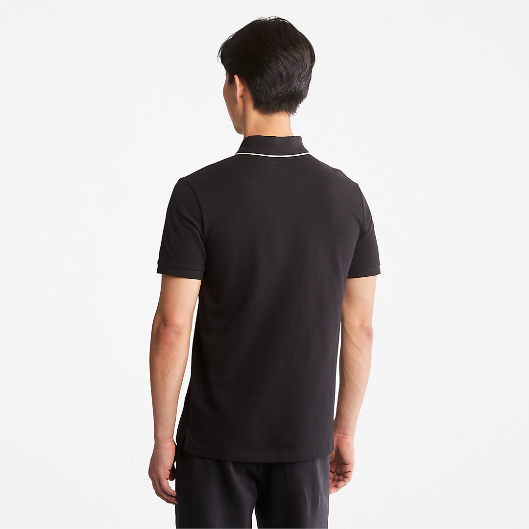 Mens Timberland Millers River Print-Collar Polo Shirt for Men in Black