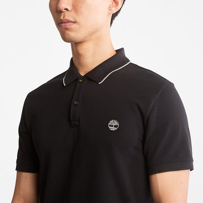 Mens Timberland Millers River Print-Collar Polo Shirt for Men in Black