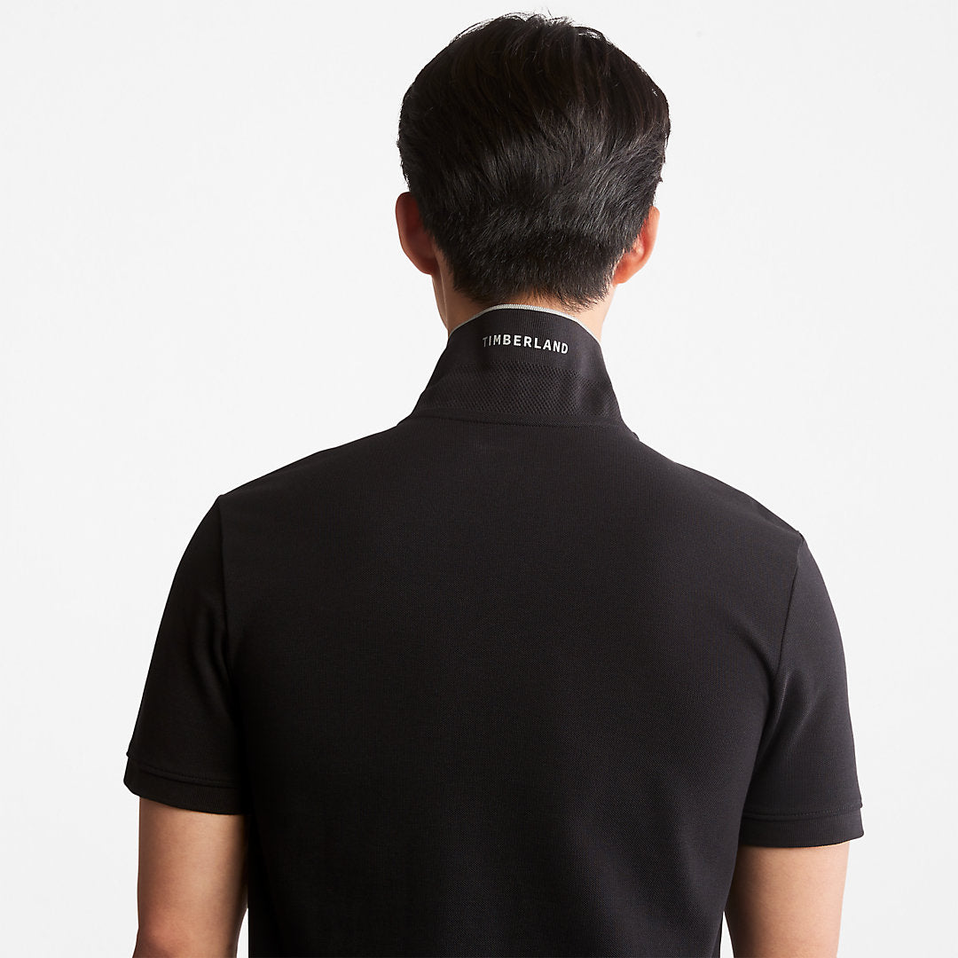 Mens Timberland Millers River Print-Collar Polo Shirt for Men in Black