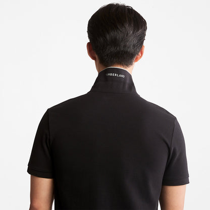 Mens Timberland Millers River Print-Collar Polo Shirt for Men in Black