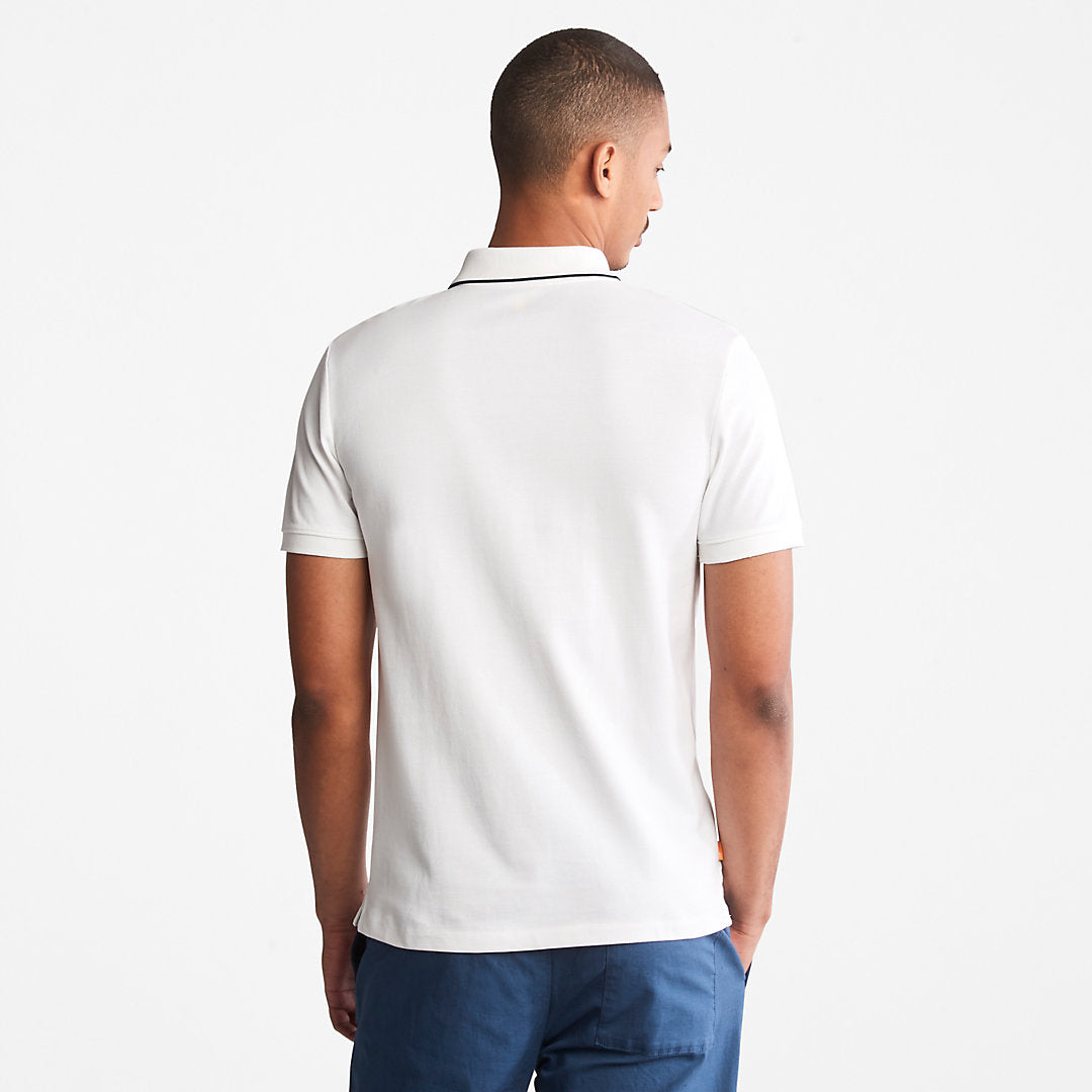 Mens Timberland Millers River Print-Collar Polo Shirt for Men in White