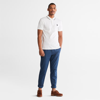 Mens Timberland Millers River Print-Collar Polo Shirt for Men in White