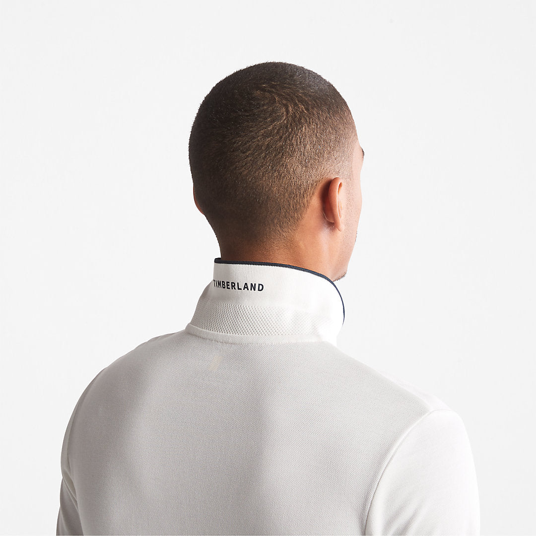 Mens Timberland Millers River Print-Collar Polo Shirt for Men in White