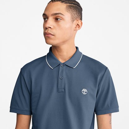 Mens Timberland Millers River Print-Collar Polo Shirt for Men in Blue