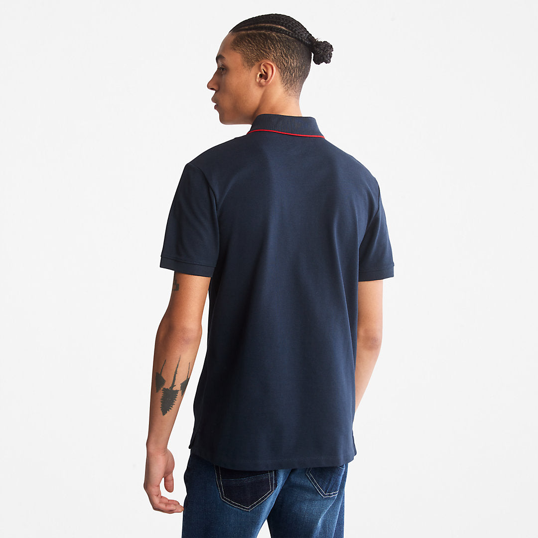 Mens Timberland Millers River Print-Collar Polo Shirt for Men in Navy