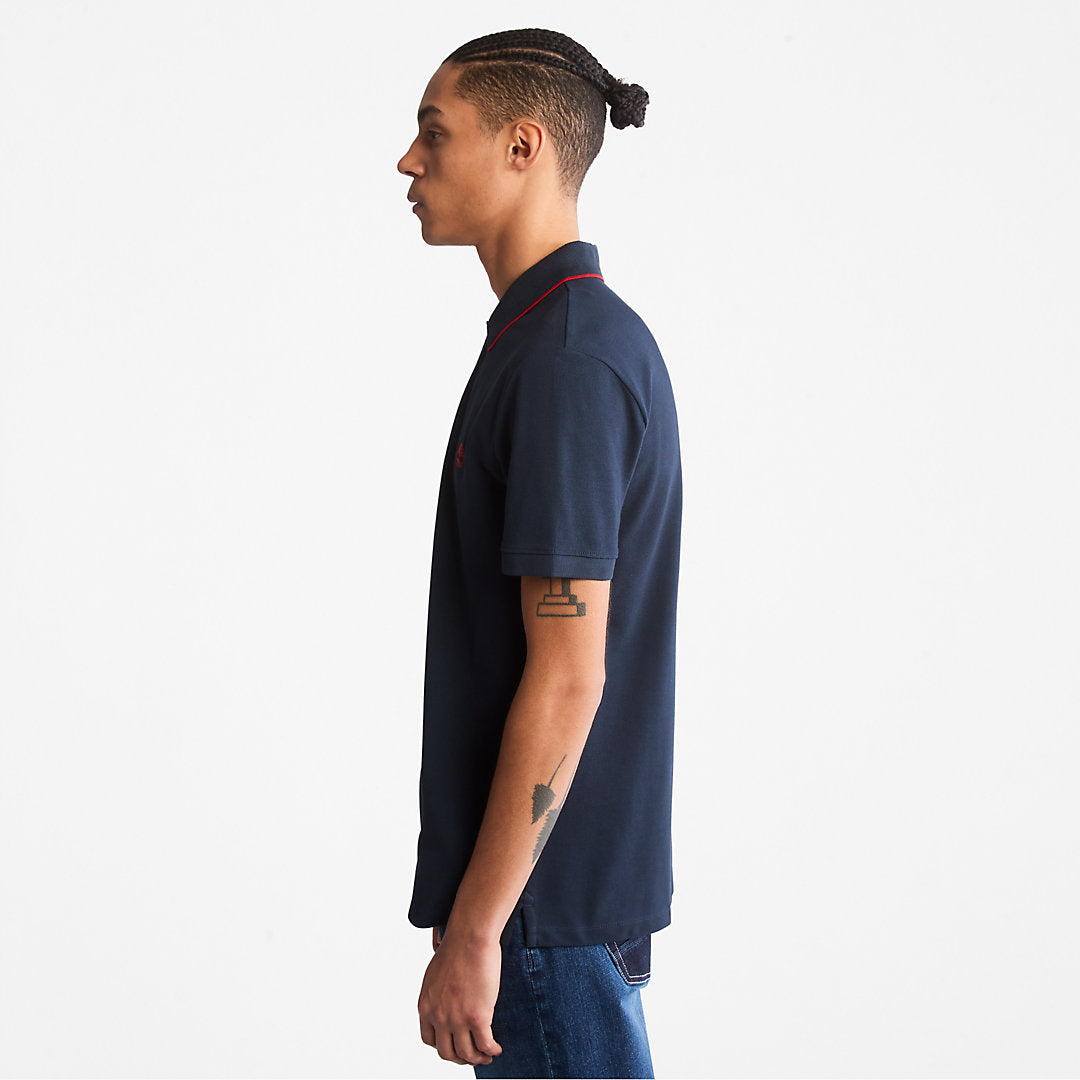 Mens Timberland Millers River Print-Collar Polo Shirt for Men in Navy
