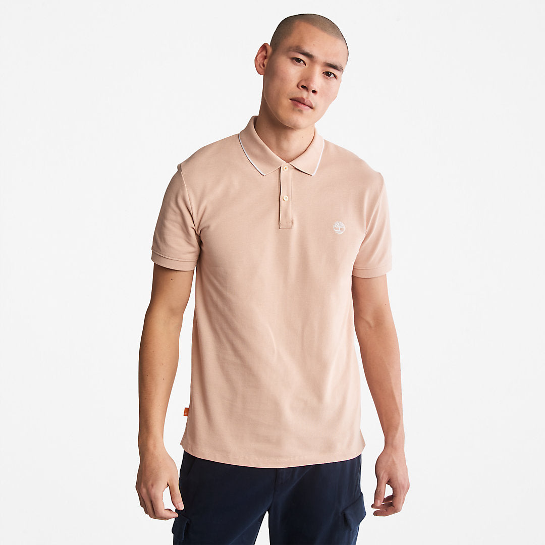 Mens Timberland Millers River Print-Collar Polo Shirt for Men in Light Pink