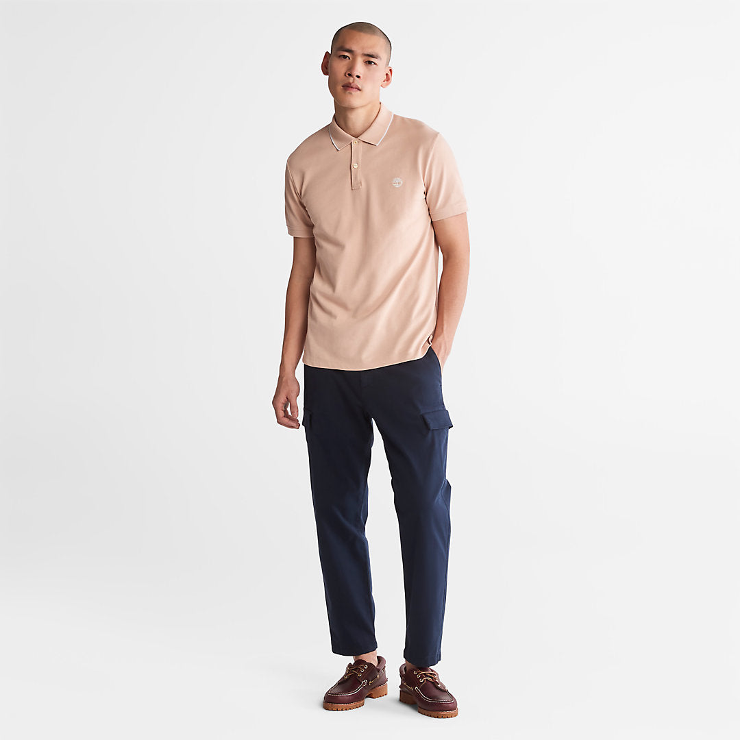 Mens Timberland Millers River Print-Collar Polo Shirt for Men in Light Pink