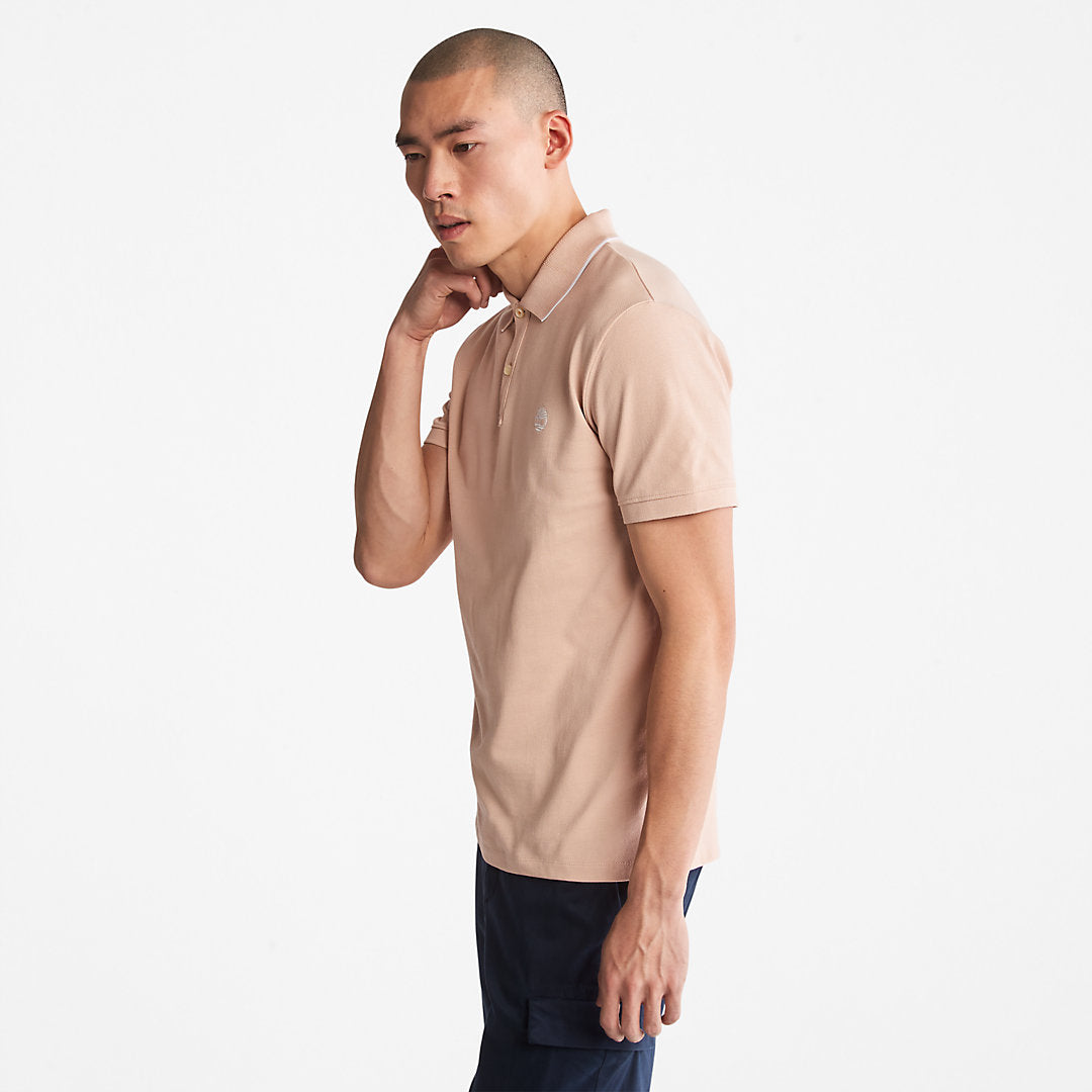 Mens Timberland Millers River Print-Collar Polo Shirt for Men in Light Pink