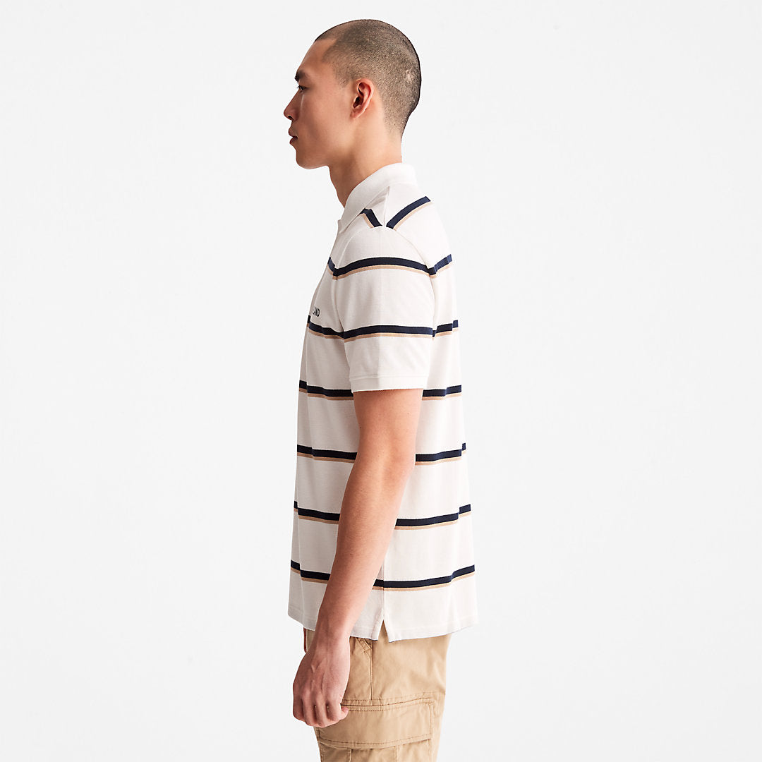Mens Timberland Zealand River Striped Polo Shirt for Men in White